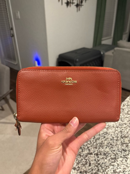 Coach Handbags - Coach Zip-Around Wallet in Rich Tan Leather with Gold Logo